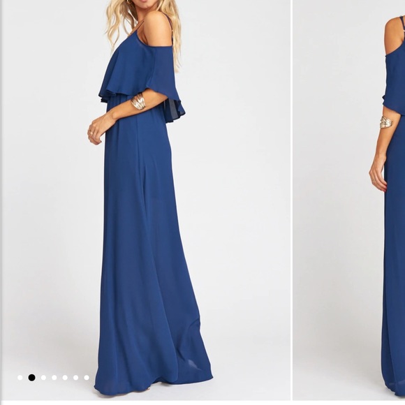 Show Me Your Mumu Rich Navy Crisp Caitlin Ruffle Maxi Dress - Picture 3 of 7